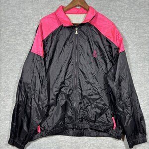 Vtg‎ 90s USA Olympics Women’s Jacket Windbreaker Sz L Black Pink Zip Vented